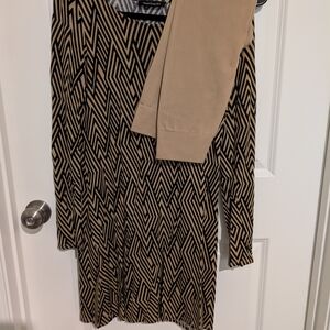 Geometric Patterned Dress with Tan Accents